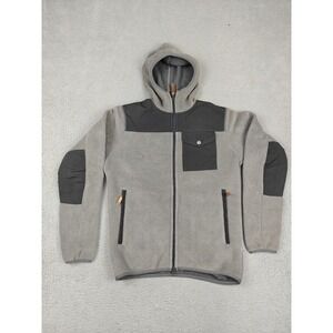 Fjallraven Jacket Mens Small Gray Hooded Fleece Full Zip Colorblock Hiking